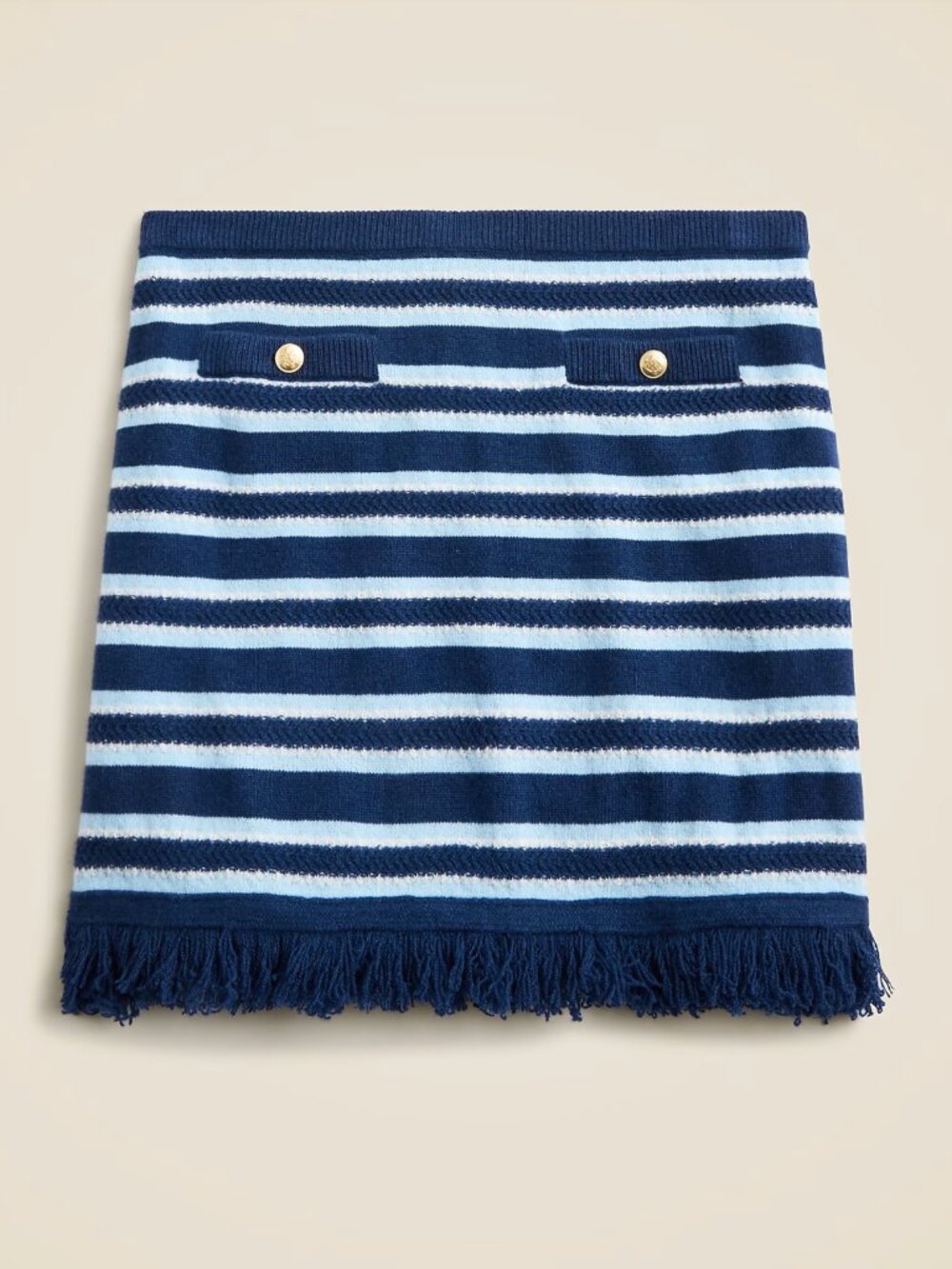 NWT J. Crew Cashmere fringe-trim sweater-skirt in stripe